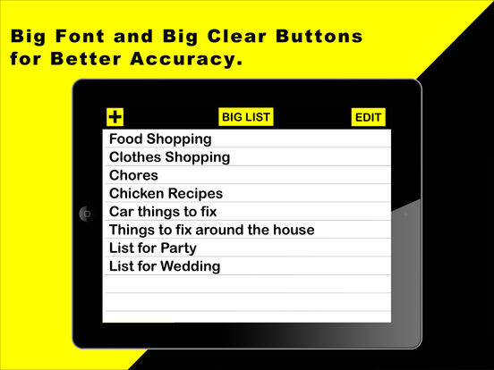 Big Keys Low Vision To Do List Note Taking App for Ipad