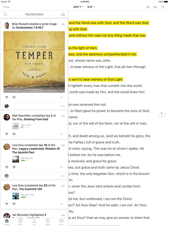 Screenshots of Bible for iPad