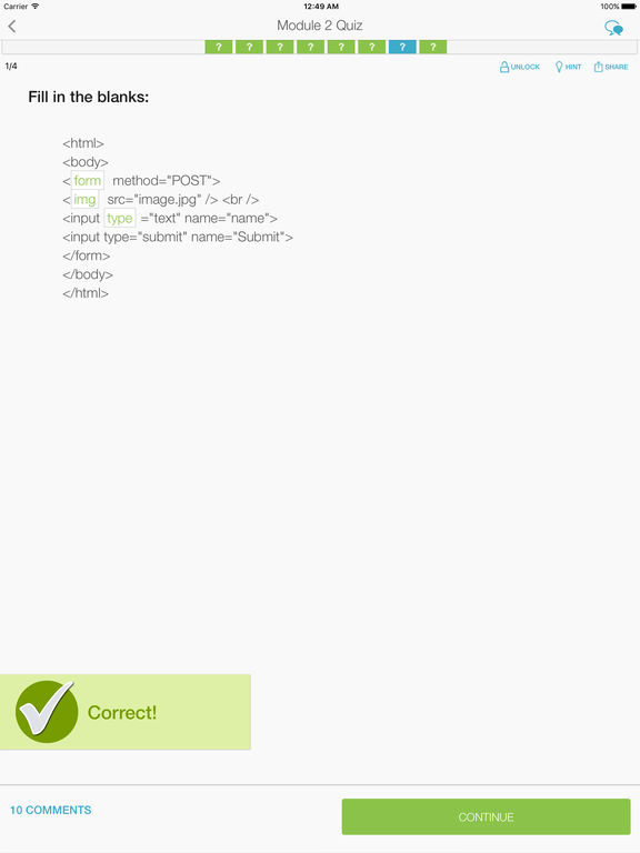 Screenshots of Learn HTML for iPad