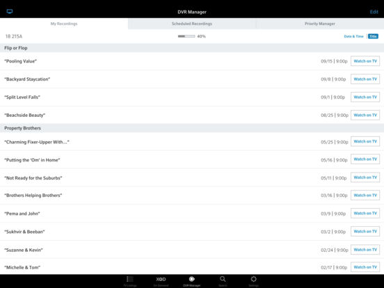 Screenshots of XFINITY TV Remote for iPad