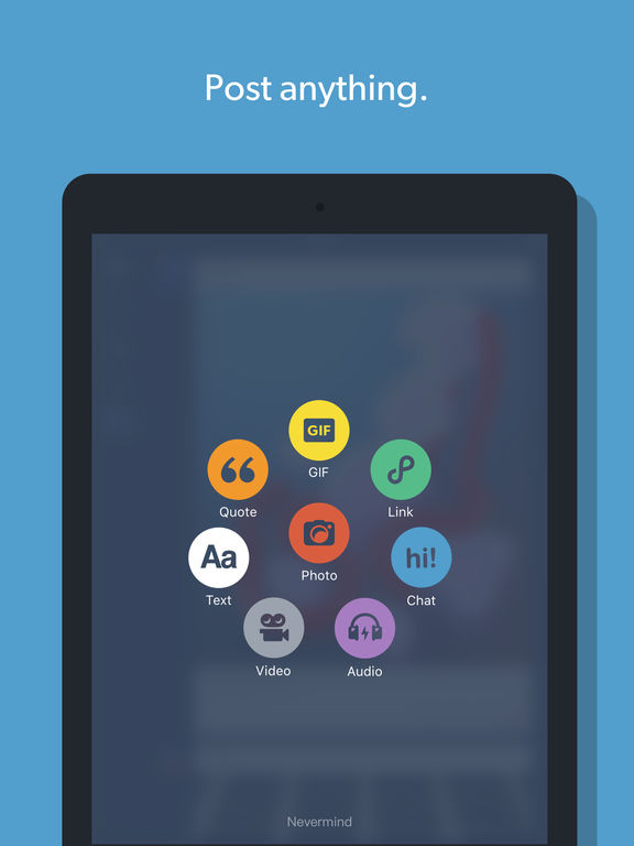 Screenshots of Tumblr for iPad