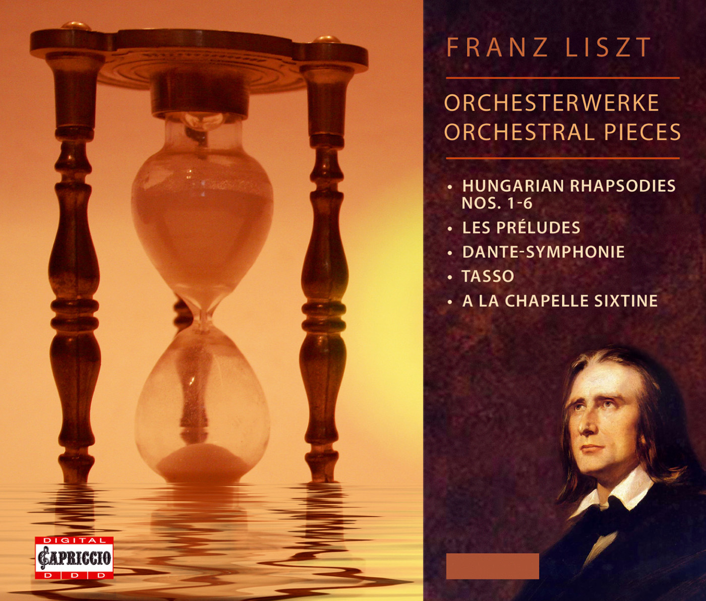 CD cover of Orchestral Works by Franz Liszt from the Hungarian National Philharmonic Orchestra on Capriccio