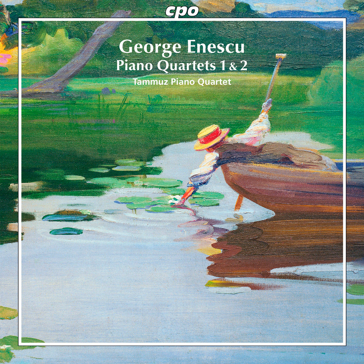 Mädchen im Kahn (1897) by Curt Hermann CD cover of the Piano Quartets by George Enescu from the Tammuz Quartet on CPO