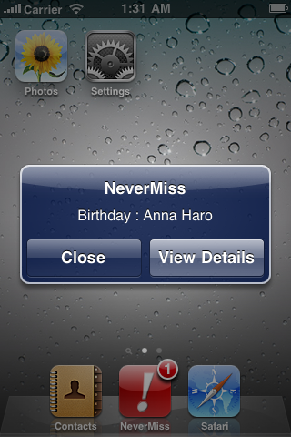 Never miss : birthdays,anniversaries and dates (With Push) image #1