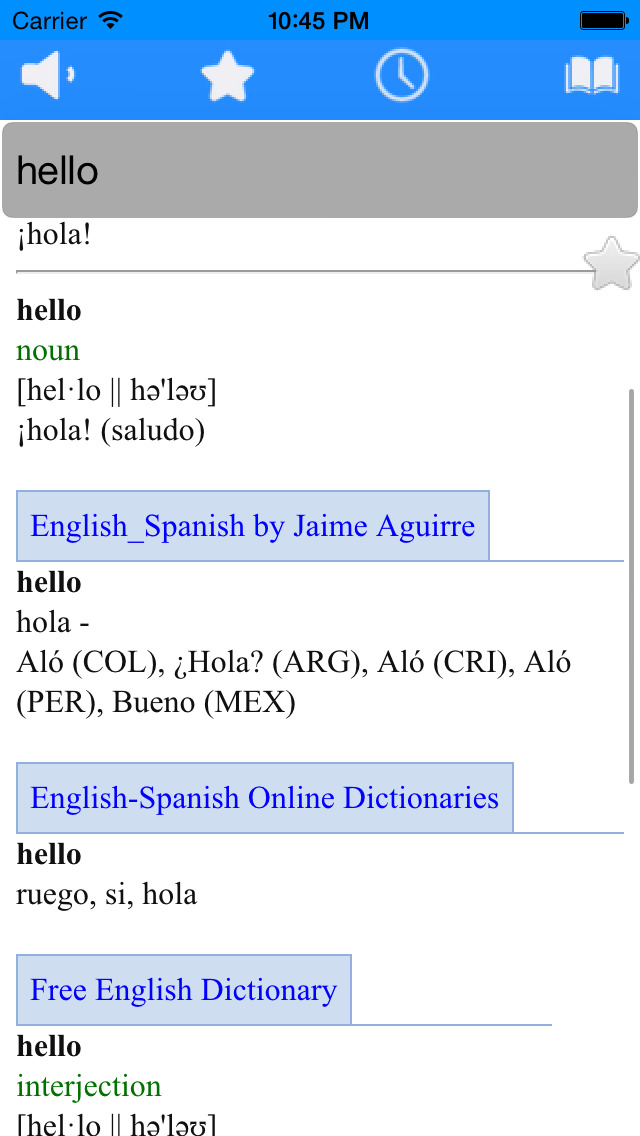 English Spanish Dictionary Free With Sound Diccionario Español Inglés Gratis Apps 148apps 8713