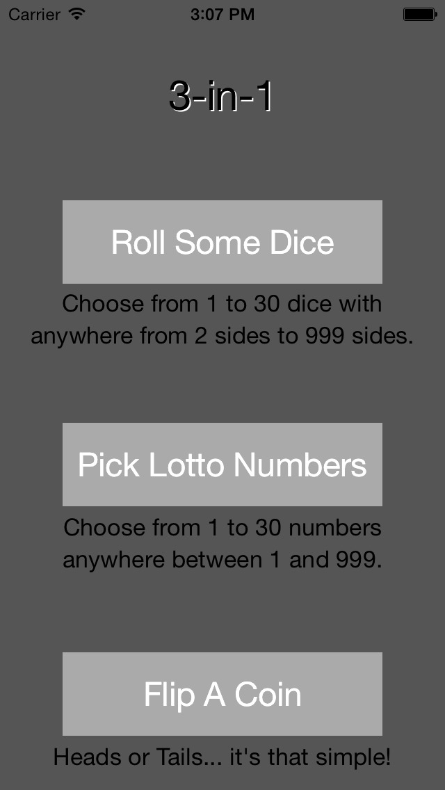 Dice Roller Lotto Picker Coin Flipper screenshot 1