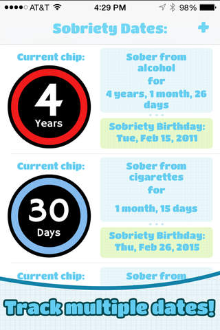 Chipper: Sobriety & Recovery Dates Tracker - náhled