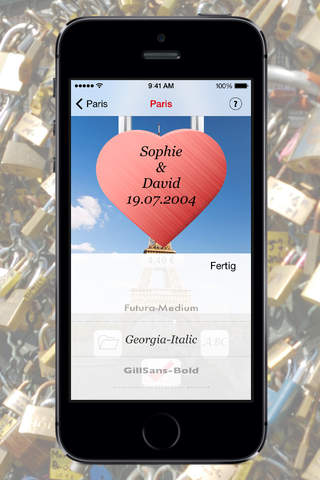 LoveBridge App - Love lock virtual - náhled