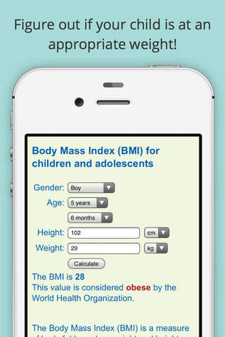 Child BMI Calculator (Body Mass Indicator for Chil - náhled