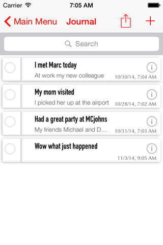 Touch ID journal - náhled