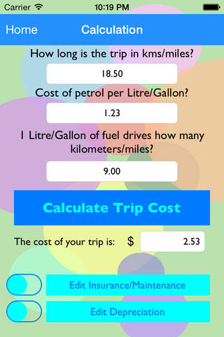 Trip Calculator - náhled
