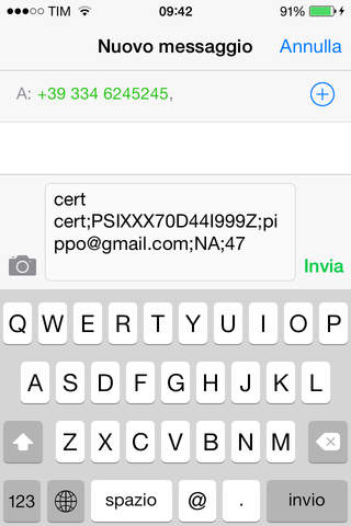 Certificati anagrafici via SMS - náhled