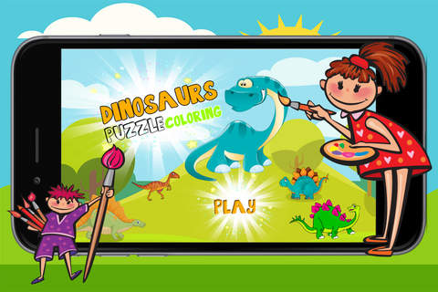 Dinosaurs Puzzle Coloring Pages Game for Kids - náhled