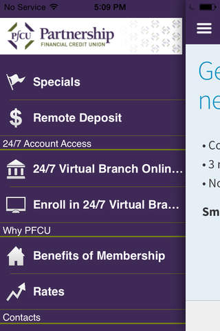Partnership Financial Credit Union Mobile - náhled