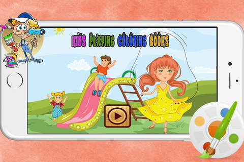 Kids Playing Different Games Coloring Books - náhled
