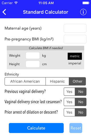 VBAC Calculator - Predict success rates for vagina - náhled