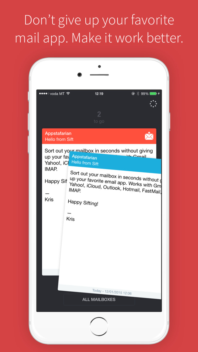 Sift - Gesture based email triage for all your mailboxes screenshot 1