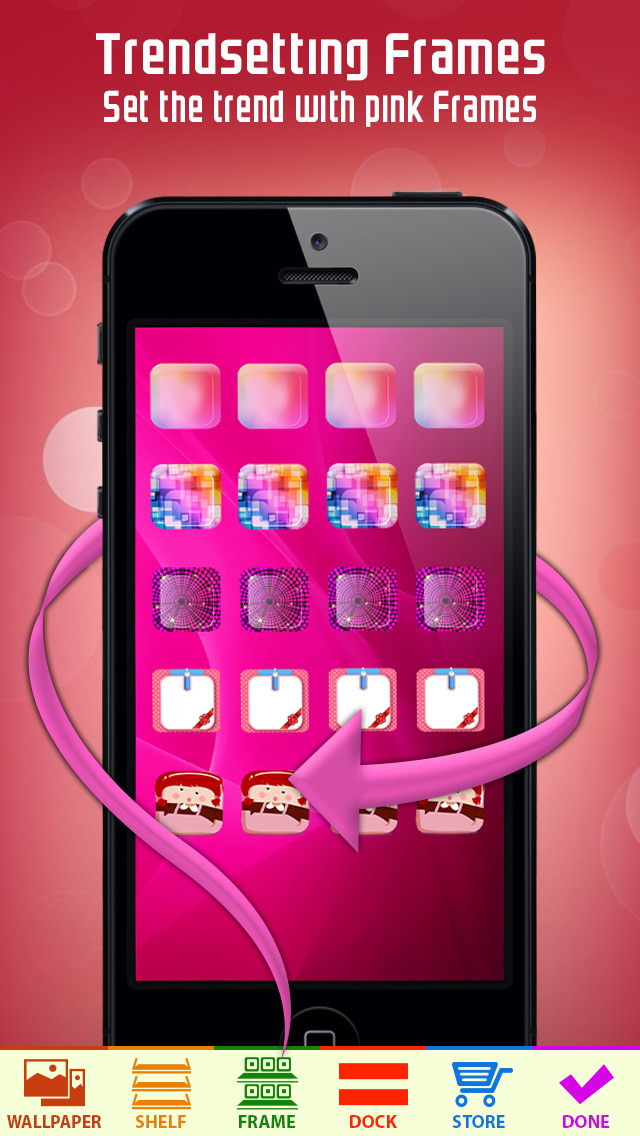 Pink Wallpaper Maker for your Home Screen - Make custom Backgrounds with colorful Frame, Shelf & Docks screenshot 3