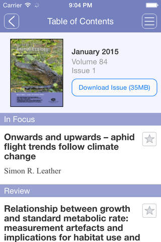 Journal of Animal Ecology - náhled