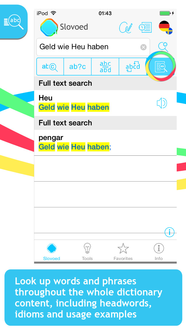 Swedish <-> German Slovoed Classic talking dictionary screenshot 2